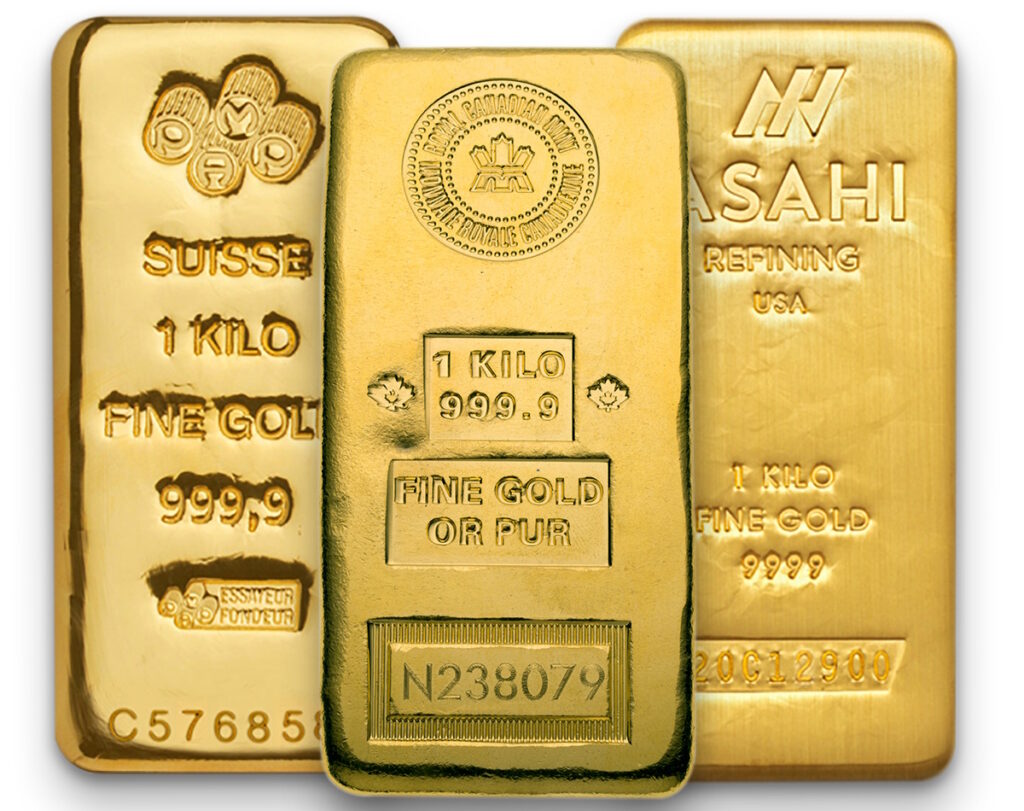 Selection of 1 kg gold bars