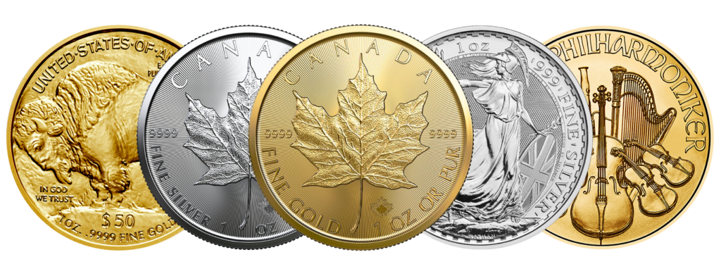 Variety of 1 oz recognized gold coins